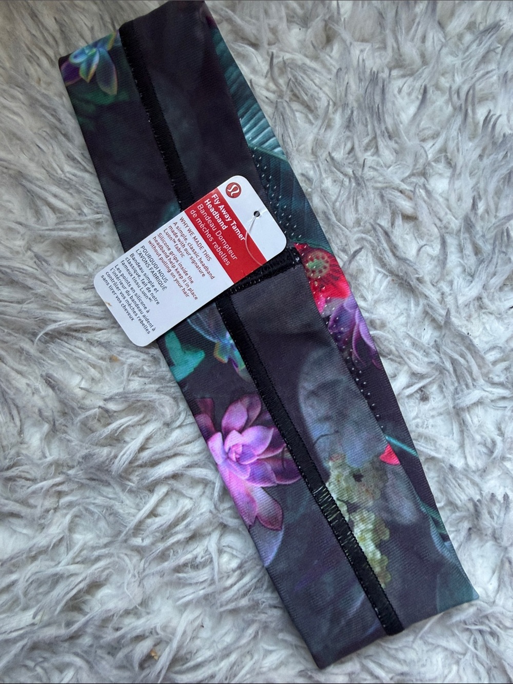 lululemon athletica Floral Black Wide Sweat-Wicking Headband